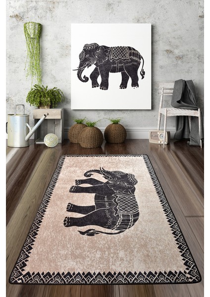 Elefante Nero Dijital Halı 80 x 120 cm