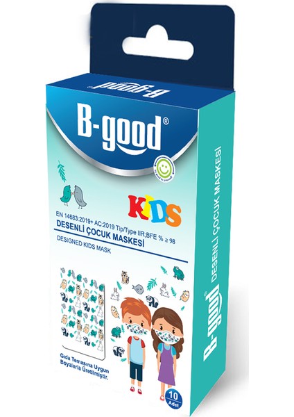 B-Good Kids Desenli Çocuk Maskesi 10'lu