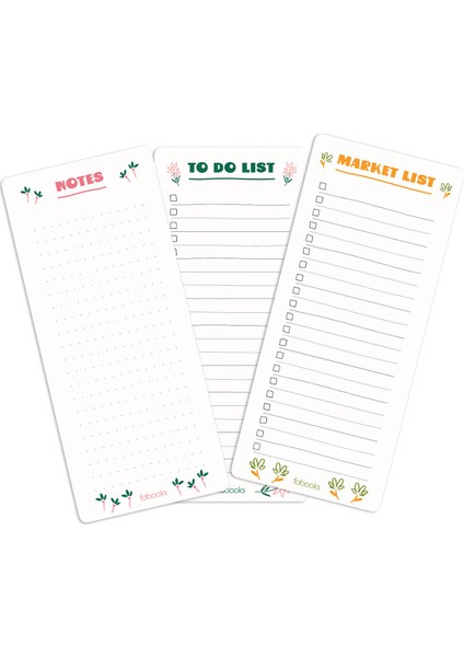 Mini Çiçekli Bloknot Seti- To-Do List, Market List & Notes 3’lü
