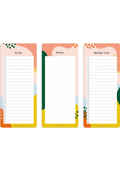 Geometrik Bloknot Seti- To-Do, Market List & Notes 3’lü