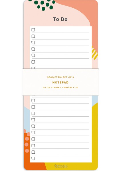 Geometrik Bloknot Seti- To-Do, Market List & Notes 3’lü