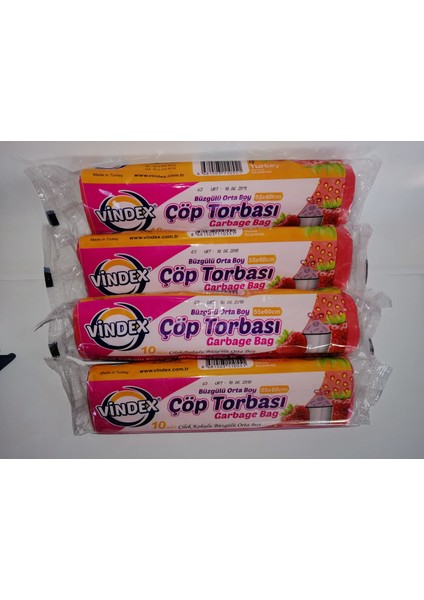Büzgülü Orta Boy 55 x 60 cm 4'lü Çöp Torbası Çilek Kokulu