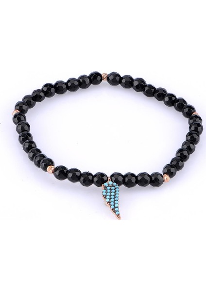 Doğal Taşlı Gümüş Kanat Streç Bileklik