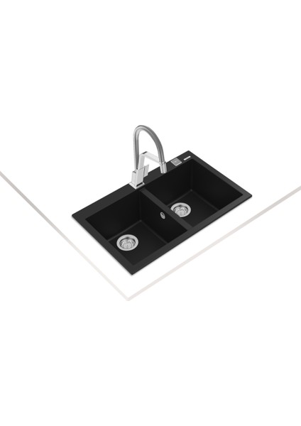 FORSQUARE 790 TG BLACK Ankastre Kumanda Sifonlu Granit Eviye Siyah 79 cm 115260014 fiyatları