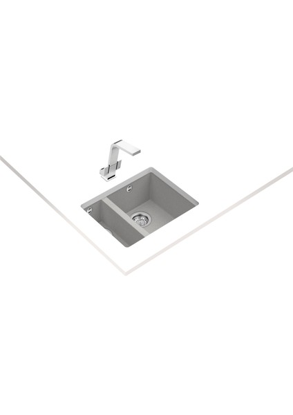 SQUARE 560 TG STONE GREY Tezgahaltı Granit Eviye Gri 56 cm 115260030