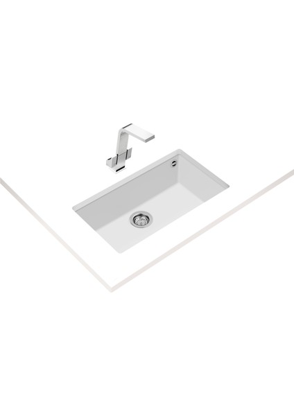 SQUARE 72.40 TG ARTIC WHITE Tezgahaltı Granit Eviye Beyaz 72 cm 115230019