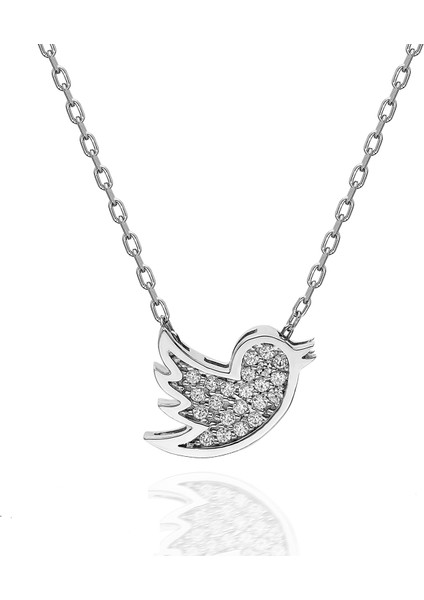 Swarovskı 925 Ayar Gümüş Kuş Temalı Kolye