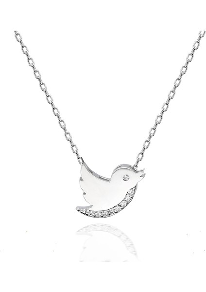 Swarovskı 925 Ayar Gümüş Kuş Temalı Kolye