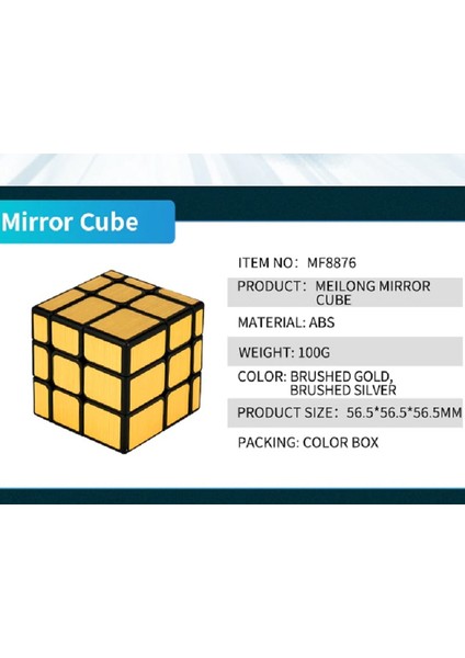 Moyu Meilong Aynalı Zeka Küpü 3X3X3 Eğitici Oyuncak Gümüş Mirror modelleri