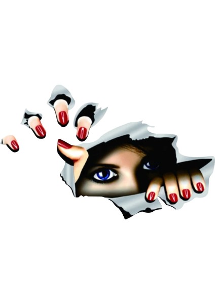Bagajdan Bakan Gözler Kaput Cam Oto Sticker 00295 18 x 11 cm