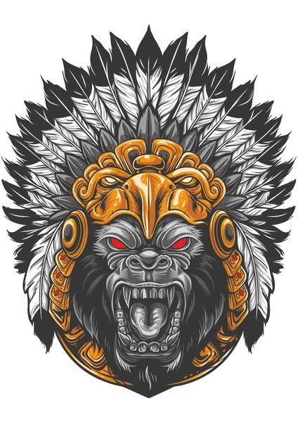 Kızılderili Goril Sticker 00294 7.5 x 9.5 cm