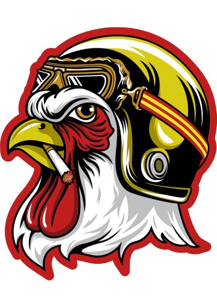 Motorcu Horoz Sticker 00298 7.5 x 9.5 cm