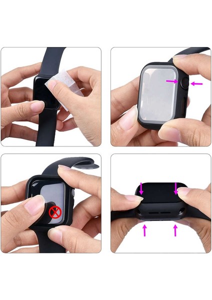 Apple Watch Uyumlu 1 2 3 4 5 38Mm Ekran Koruyucu Full Glue Gard Renkli Pembe modelleri