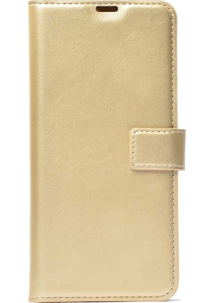 General Mobile Gm 10 Kılıf LocaL Cüzdan Standlı Kartvizitli Gold