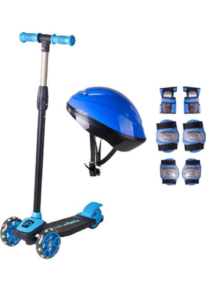Mavi Twist Işıklı Scooter Kask Seti