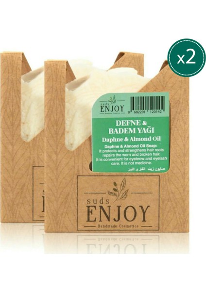 Doğal Defne Badem Yağı El Yapımı Yüz Saç ve Vücut Sabunu 100 gr x 2 Adet