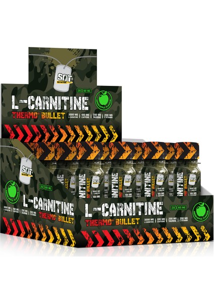 L-Carnitin 3000 Mg Thermo Bullet 60 ml x 20 Ampul Yeşil Elma Aromalı