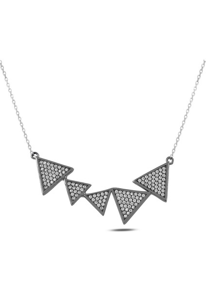 Siyah Rodajlı Geometri Kolye