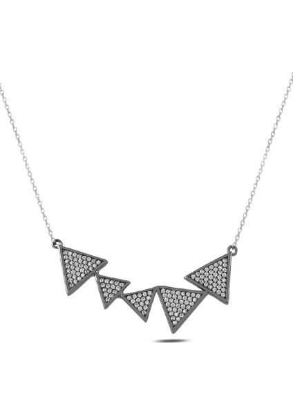 Siyah Rodajlı Geometri Kolye