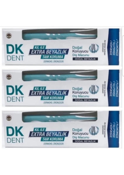 Dk Dent Kil Extra Beyazlık Diş Macunu 75 ml + Diş Fırçası 3 Paket