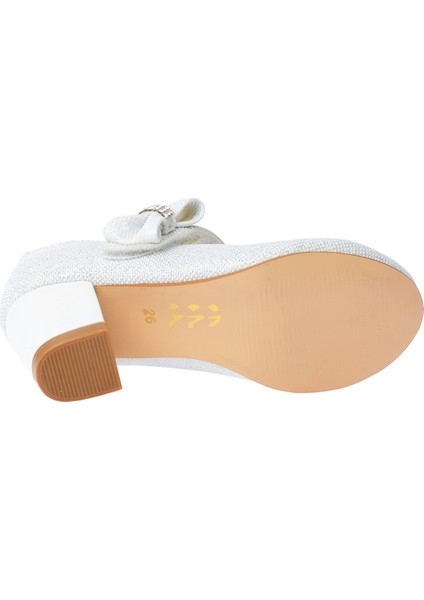 Kiko 750 Simli Günlük Kız Çocuk 4 cm Topuk Babet Ayakkabı Beyaz