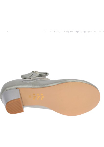 Kiko 750 Vakko Günlük Kız Çocuk 4 cm Topuk Babet Ayakkabı Gümüş