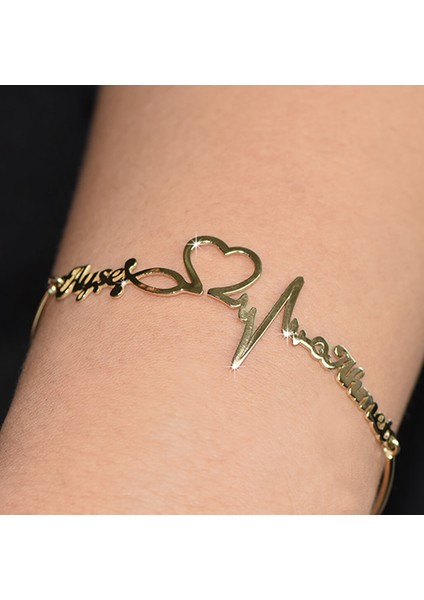 Tasarım Kalp Atışlı Ritim İsim Bileklik