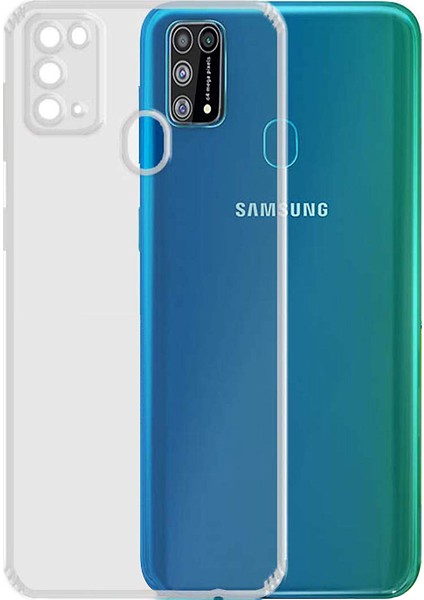 Samsung Galaxy A21s Tıpalı Kamera Korumalı Şeffaf Premier Kılıf + Tam Kaplayan Fibernano Koruyucu Esnek Cam