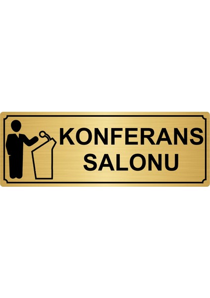 Konferans Salonu Yönlendirme Levhası 7 x 20 cm Altın Renk Metal