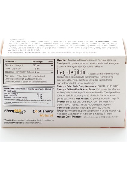 Lutein & Zeaxanthin 30 Kapsül