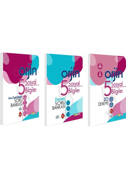 5. Sınıf Orjin Sosyal Bilgiler Konu Özetli + Soru Bankası + Deneme Seti 3 Kitap 2021