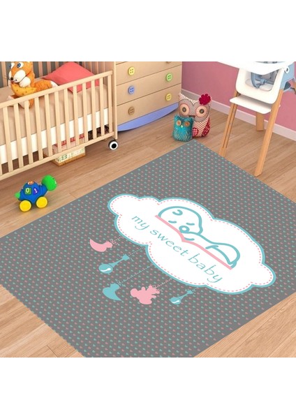 Dijital Baskı Yeni Model Deri Taban Halı 80 x 140 cm B-452