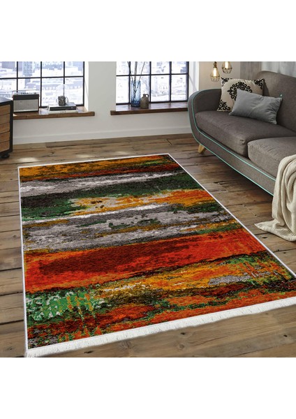 Dokuma Taban Yeni Model Dekoratif Saçaklı Halı 100 x 140 cm Fm-11