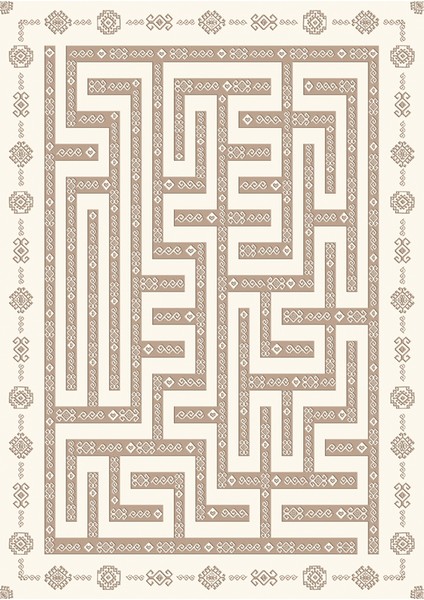 Dokuma Taban Yeni Model Dekoratif Saçaklı Halı 140 x 200 cm K-261