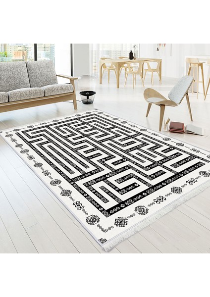 Dokuma Taban Yeni Model Dekoratif Saçaklı Halı 80 x 140 cm K-262