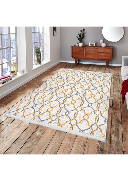 Dokuma Taban Yeni Model Dekoratif Saçaklı Halı 140 x 200 cm K-266