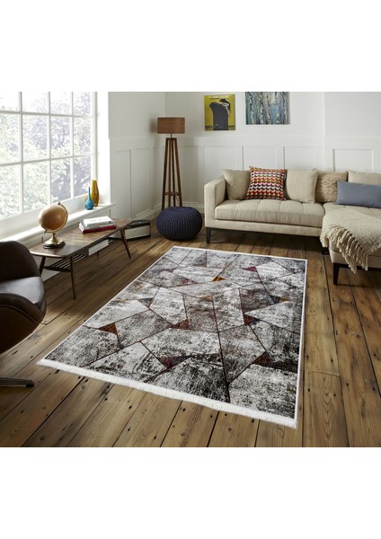 Dokuma Taban Yeni Model Dekoratif Saçaklı Halı 80 x 140 cm MS-0038