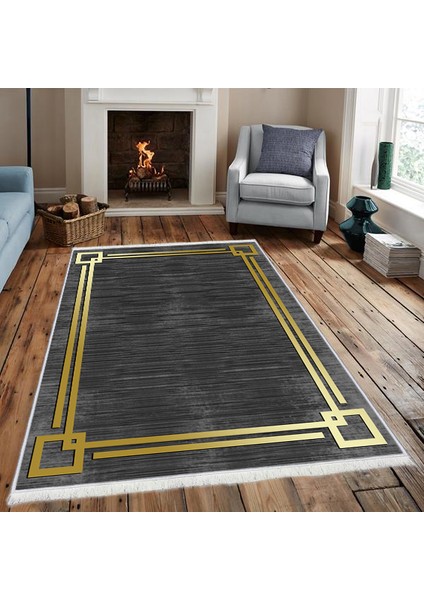 Makinede Yıkanabilir Oturma Odası Halısı Kaymaz Taban Halı 100 x 140 cm MS-0067
