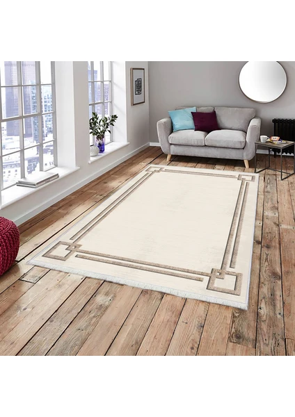 Bazaar Forum Dokuma Taban Yeni Model Dekoratif Saçaklı Halı 100 x 140 cm MS-0068