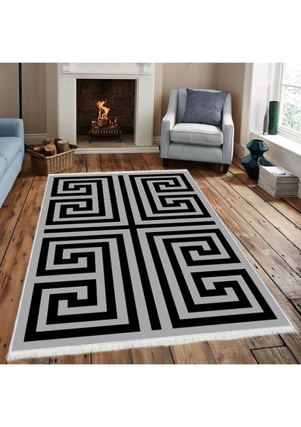 Dokuma Taban Yeni Model Dekoratif Saçaklı Halı 80 x 140 cm MS-0072