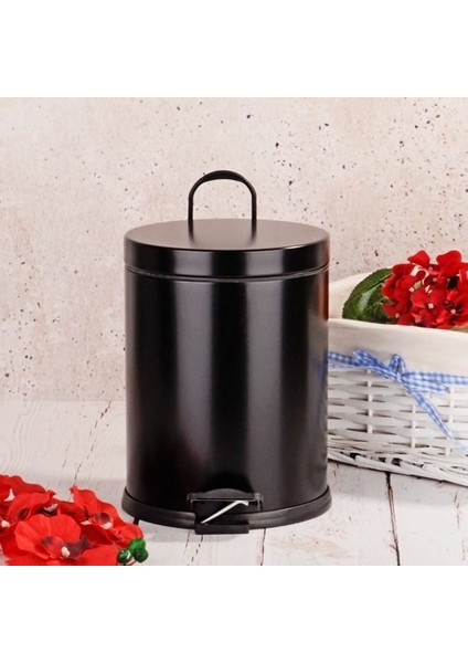 5lt. Pedallı Renkli Çöp Kovası - Siyah