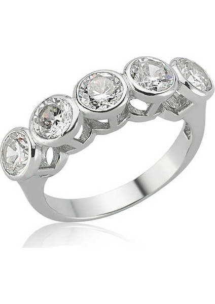 Gümüş 5 Taş Bayan Yüzük