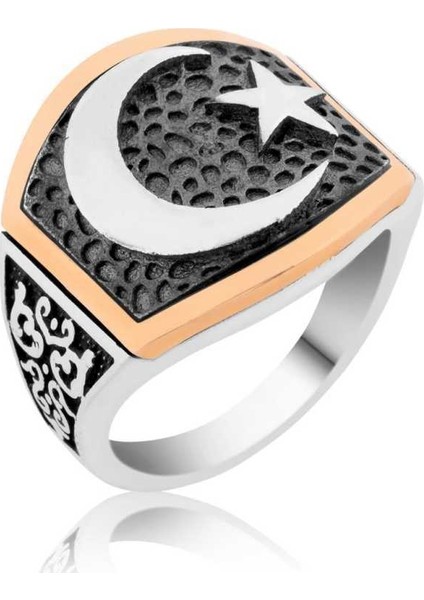Gümüş Ay Yıldız Erkek Yüzük