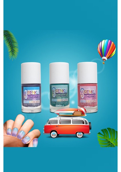 Thermo 3 Renkli Oje Deniz Kum Güneş Temalı 3 Renk 10 ml Yaz Neşesi