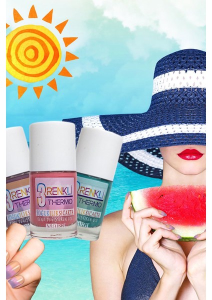 Thermo 3 Renkli Oje Deniz Kum Güneş Temalı 3 Renk 10 ml Yaz Neşesi