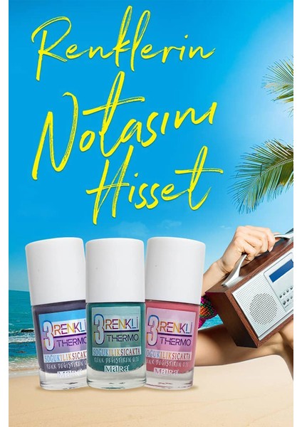 Thermo 3 Renkli Oje Deniz Kum Güneş Temalı 3 Renk 10 ml Yaz Neşesi