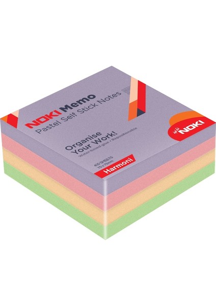 Memo 75X75 Yapışkanlı Pastel Küp Blok Not 400 Sf Harmoni