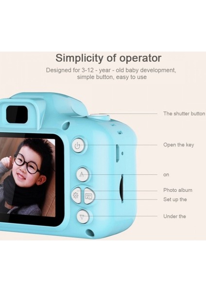 Inter Cmr9 Çocuklar İçin Mini HD 1080P Dijital Fotoğraf Makinesi Mavi