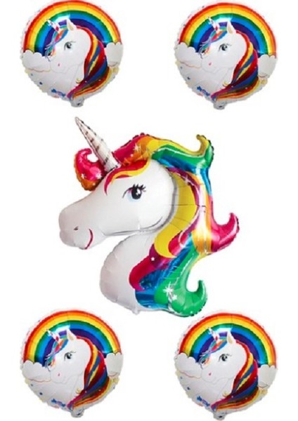 Unicorn Folyo Balon Seti ve 2 Yaş Rakam Mum
