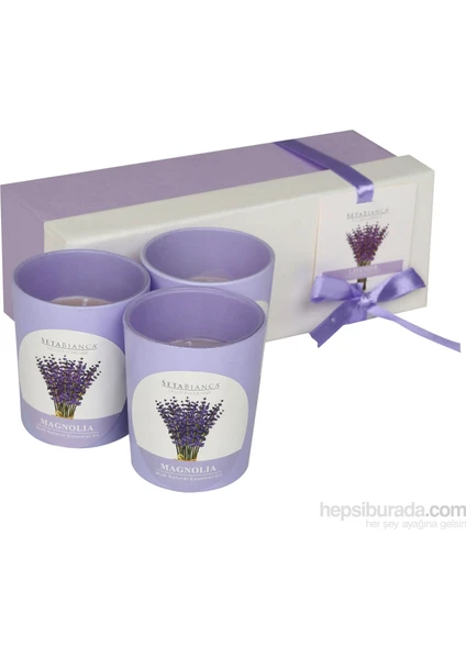 Hepsi Dahice Setabianca Aroma Mum Kokulu Cam Kutu 3'Lü Lavender